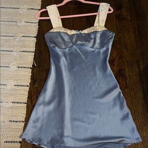 Elegant Blue Satin Mini Dress